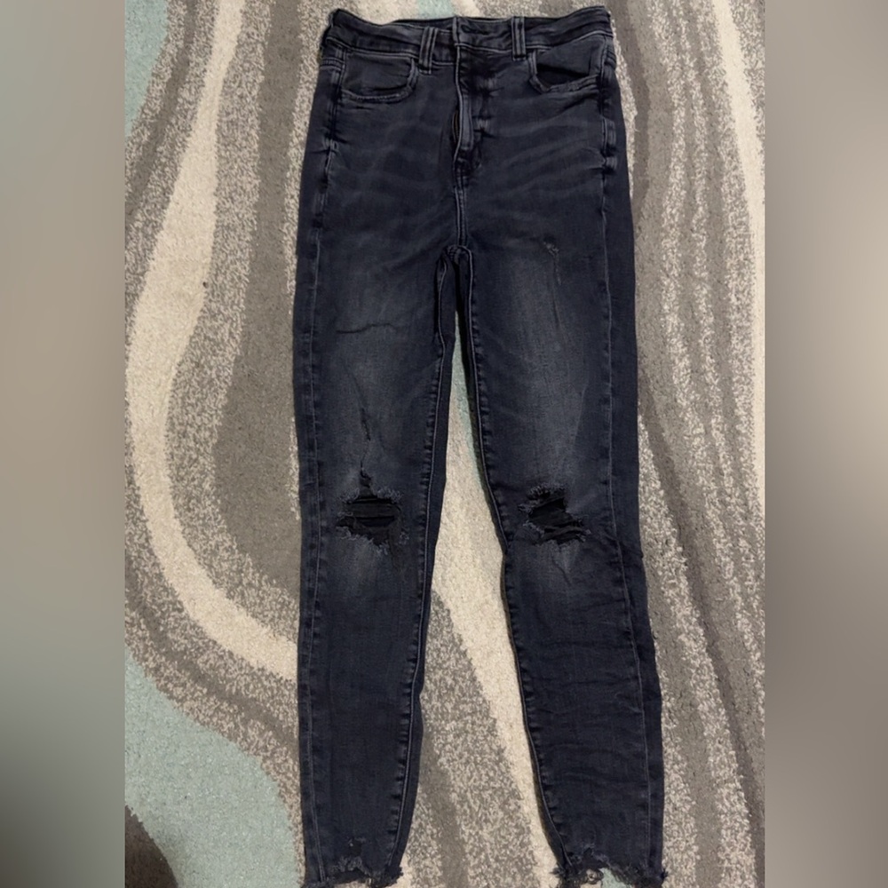American Eagle Outfitters Black Distressed Skinny Jeans